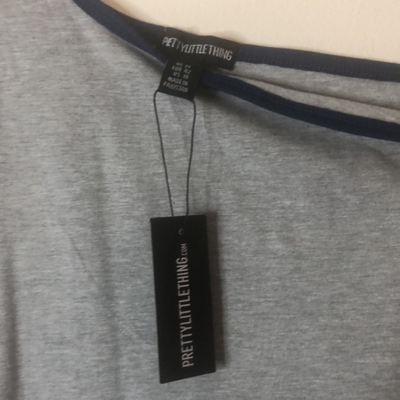 PLT Grey Contrast Stripe One Shoulder Midaxi Dress - Picture 4 of 5